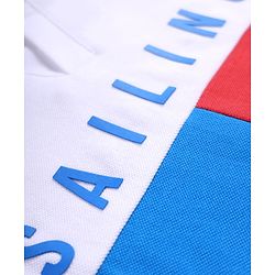 Babyhug Cotton Knit Half Sleeves  Cut & Sew Polo T-Shirt With Sailing Text Print - Blue & Yellow