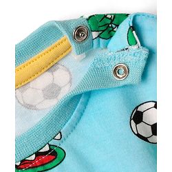 Babyhug Cotton Knit Half Sleeves T-Shirt with Animal Print - Aqua Blue