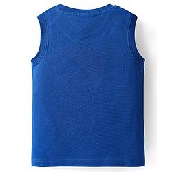 Babyhug Cotton Knit Sleeveless Tank T-Shirt With Pacific Island Text Print- Navy Blue