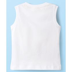 Babyhug Cotton Knit Sleeveless Tank T-Shirt With Los Angeles Text Print - White