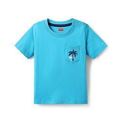 Babyhug Cotton Knit Half Sleeves T-Shirts with Tropical Theme Print & Stripes Pack of 3 - Navy & Aqua Blue