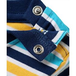 Babyhug Cotton Knit Half Sleeves T-Shirts with Tropical Theme Print & Stripes Pack of 3 - Navy & Aqua Blue