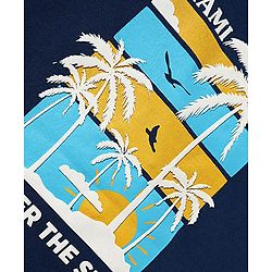 Babyhug Cotton Knit Half Sleeves T-Shirts with Tropical Theme Print & Stripes Pack of 3 - Navy & Aqua Blue