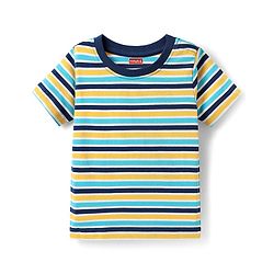 Babyhug Cotton Knit Half Sleeves T-Shirts with Tropical Theme Print & Stripes Pack of 3 - Navy & Aqua Blue