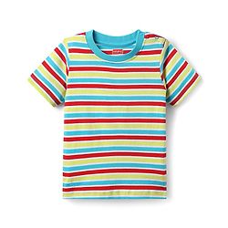 Babyhug Cotton Knit Half Sleeves T-Shirts with Dino Print & Stripes Pack of 3 - Navy Blue & Red