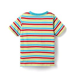 Babyhug Cotton Knit Half Sleeves T-Shirts with Dino Print & Stripes Pack of 3 - Navy Blue & Red