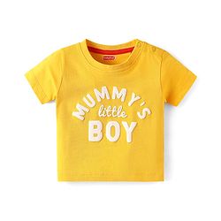 Babyhug Cotton Knit Half Sleeves T-Shirts with Text Print & Stripes Pack of 3 - Yellow Blue & White