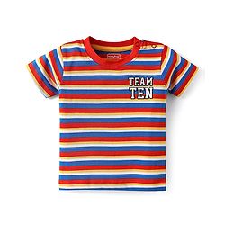 Babyhug Cotton Knit Half Sleeves T-Shirts with Text Print & Stripes Pack of 3 - Yellow Blue & White