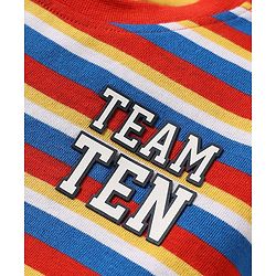 Babyhug Cotton Knit Half Sleeves T-Shirts with Text Print & Stripes Pack of 3 - Yellow Blue & White