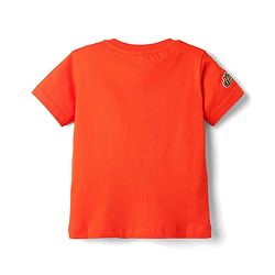 Babyhug Cotton Knit Half Sleeves T-Shirts With Badge Detailing & Happy Time Text Print - Orange