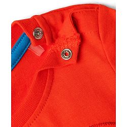 Babyhug Cotton Knit Half Sleeves T-Shirts With Badge Detailing & Happy Time Text Print - Orange