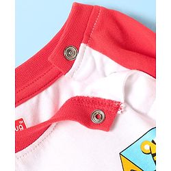 Babyhug Cotton Knit Half Raglan Sleeves T-Shirt With Fun Day Front & Back Text Print - Red & White