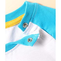 Babyhug Cotton Knit Half Raglan Sleeves Oversized T-Shirt With Lets Play Embroidery Text Print -Light Blue & White