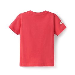Babyhug Cotton Knit Half Sleeves T-Shirt with Racing Champion Print - Red & White
