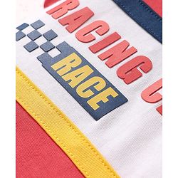 Babyhug Cotton Knit Half Sleeves T-Shirt with Racing Champion Print - Red & White