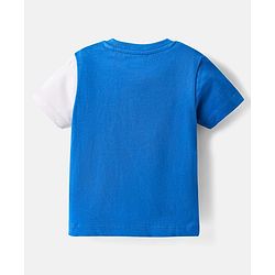 Babyhug Cotton Knit Half Sleeves T-shirt With Games Day Text Print - Blue