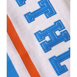Babyhug Cotton Knit Half Sleeves T-Shirt with Athletic Text Print - Orange & White