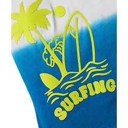 Babyhug 100% Cotton Knit Polo T-Shirt with Beach Theme HD Print - Blue