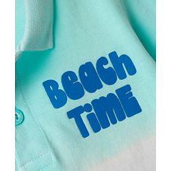 Babyhug 100% Cotton Knit Polo T-Shirt with Beach Theme HD Print - Blue