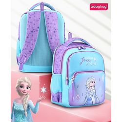 Babyhug Disney Frozen Tic-Tac-Toe School Backpack|2 Main Compartments, 2 Front Pockets, 2 side Bottle Pockets|Water Resistant|Long lasting and Durable Zippers | Comfortable back cushioning | For School, Travel and Outdoors|Lavender- 15.8 inches