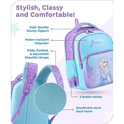 Babyhug Disney Frozen Tic-Tac-Toe School Backpack|2 Main Compartments, 2 Front Pockets, 2 side Bottle Pockets|Water Resistant|Long lasting and Durable Zippers | Comfortable back cushioning | For School, Travel and Outdoors|Lavender- 15.8 inches