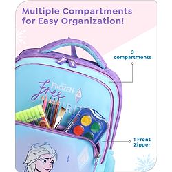 Babyhug Disney Frozen Tic-Tac-Toe School Backpack|2 Main Compartments, 2 Front Pockets, 2 side Bottle Pockets|Water Resistant|Long lasting and Durable Zippers | Comfortable back cushioning | For School, Travel and Outdoors|Lavender- 15.8 inches