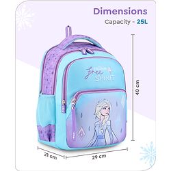 Babyhug Disney Frozen Tic-Tac-Toe School Backpack|2 Main Compartments, 2 Front Pockets, 2 side Bottle Pockets|Water Resistant|Long lasting and Durable Zippers | Comfortable back cushioning | For School, Travel and Outdoors|Lavender- 15.8 inches