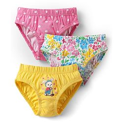 Babyhug 100% Cotton Single Jersey Knit Panties With Polka Dots & Floral Print Pack Of 3 - Yellow
