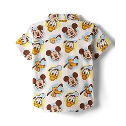Babyhug Disney Single Jersey Knit Half Sleeves Shirt with Sleeveless Inner Tee & Denim Shorts Set with Mickey Mouse Graphics - Multicolor