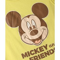 Babyhug Disney Single Jersey Knit Half Sleeves Shirt with Sleeveless Inner Tee & Denim Shorts Set with Mickey Mouse Graphics - Multicolor