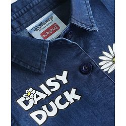 Babyhug Disney 100% Cotton Sleeveless Frock With Minnie Mouse Family Graphics - Yellow & Navy Blue