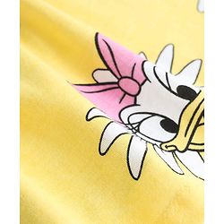 Babyhug Disney 100% Cotton Sleeveless Frock With Minnie Mouse Family Graphics - Yellow & Navy Blue
