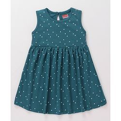 Babyhug Single Jersey Knit Sleeveless Star Printed Frock - Navy Blue
