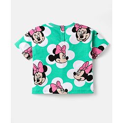 Babyhug Disney Single Jersey Knit Half Sleeves Oversized T-Shirts with Minnie Mouse Family Graphics Pack of 3 - Orange Pink & Mint