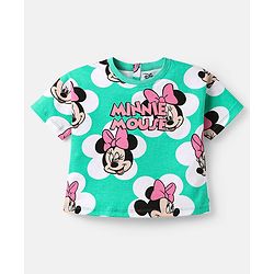 Babyhug Disney Single Jersey Knit Half Sleeves Oversized T-Shirts with Minnie Mouse Family Graphics Pack of 3 - Orange Pink & Mint