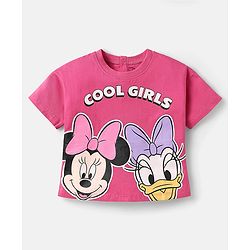 Babyhug Disney Single Jersey Knit Half Sleeves Oversized T-Shirts with Minnie Mouse Family Graphics Pack of 3 - Orange Pink & Mint