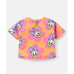 Babyhug Disney Single Jersey Knit Half Sleeves Oversized T-Shirts with Minnie Mouse Family Graphics Pack of 3 - Orange Pink & Mint
