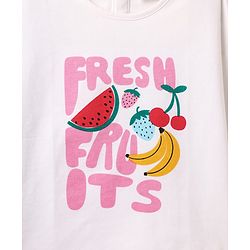 Babyhug Single Jersey Knit Half Sleeves Top & Shorts with Fruit Print - White & Pink