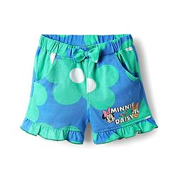 Babyhug Disney Single Jersey Knit Half Sleeves T-Shirt & Short Set With Front & Back Minnie Mouse Print - Sea Green