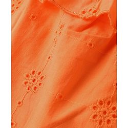 Babyhug Single Jersey Knit Sleeveless Top and Skirt Set with Floral Print - Orange & Blue
