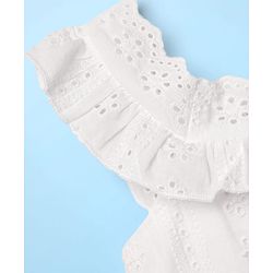 Babyhug Schiffili 100% Cotton Knit Sleeveless Top & Skirt with Floral Print - White & Red