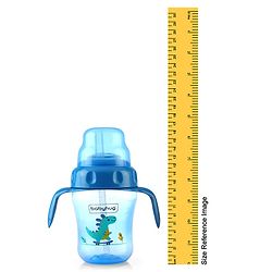 Babyhug Dino Printed Sipper Bottle With Silicone Spout & Straw Blue - 210 ml