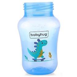 Babyhug Dino Printed Sipper Bottle With Silicone Spout & Straw Blue - 210 ml