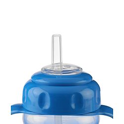 Babyhug Dino Printed Sipper Bottle With Silicone Spout & Straw Blue - 210 ml
