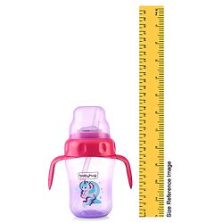 Babyhug Sipper Cup with Soft Silicone Spout & Straw Unicorn Print Purple - 210 ml