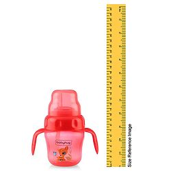 Babyhug Sipper Cup with Soft Silicone Spout & Straw Deer Print Red - 150 ml