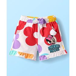 Babyhug Disney Single Jersey Knit Half Sleeves T-Shirt & Shorts Set With Minnie Mouse Graphics - White