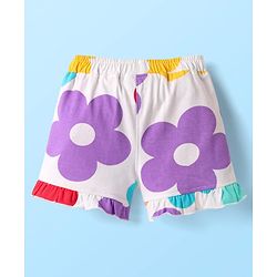 Babyhug Disney Single Jersey Knit Half Sleeves T-Shirt & Shorts Set With Minnie Mouse Graphics - White
