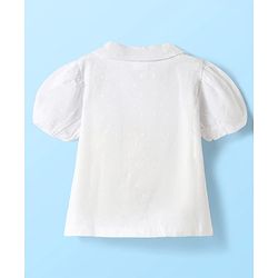 Babyhug Single Jersey Knit Half Puffed Sleeves Top & Skirt Set With Floral Print - White & Red