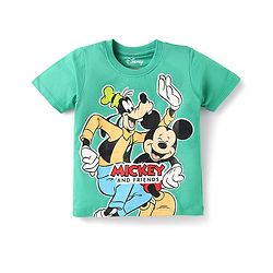 Babyhug Disney Single Jersey Knit  Half Sleeves T-Shirts With Mickey Mouse Family Graphics Pack Of 3 - Blue & Red